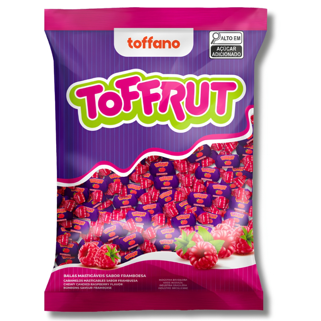 Balas Mastigáveis Toffrut Sabor Framboesa 400g Toffano