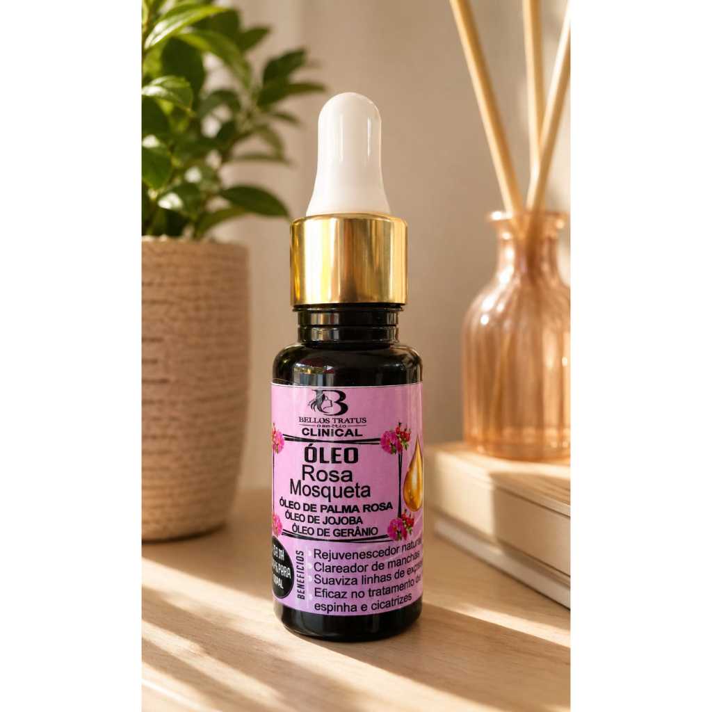 Blend de Óleos Facial Rosa Mosqueta + Óleo de Palma Rosa essenciais Bellos Tratus