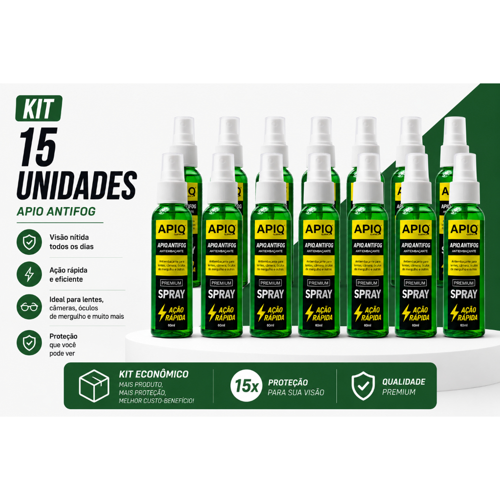 Kit 15 Anti Embaçante Antifog 60ml Óculos Natação Mergulho