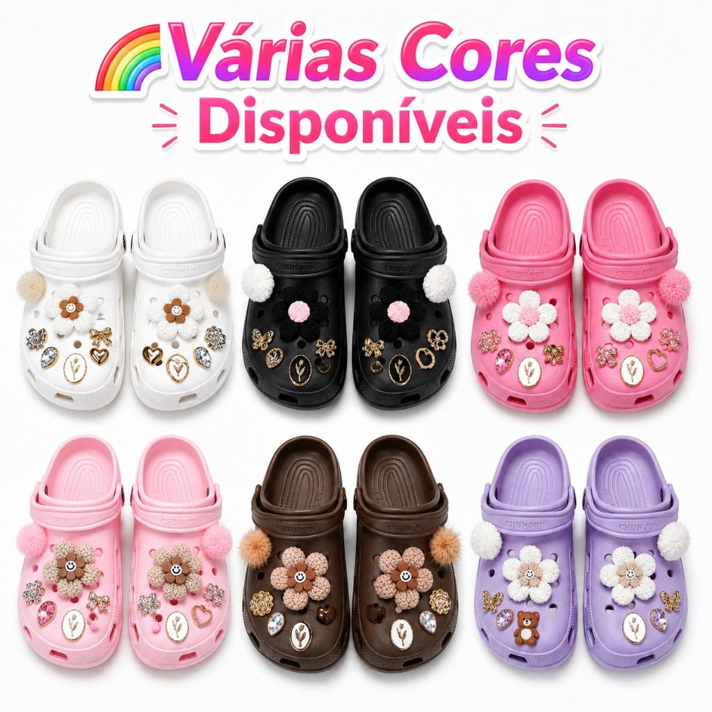 Sandália Plataforma Em EVA Feminina Macia Para Praia E Dia A Dia Com Kit 10 Spikes Estilosos