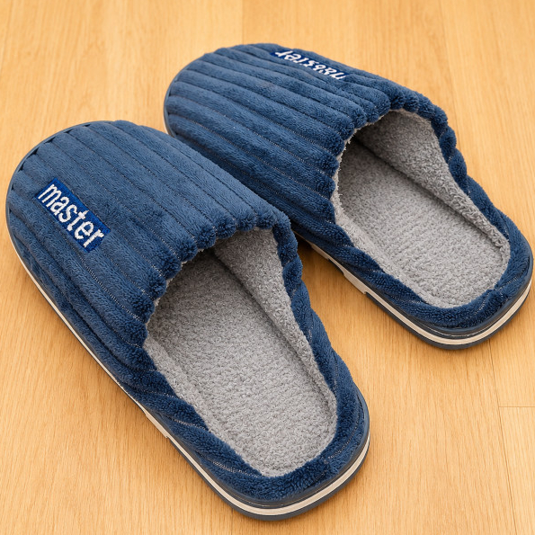 Pantufa Masculina Veludo Cotelê Confortável Antiderrapante Inverno