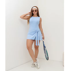 Macaquinhos Feminino Fitness Beach Tennis Regata com Saia Shorts Esportiva Academia SD1996