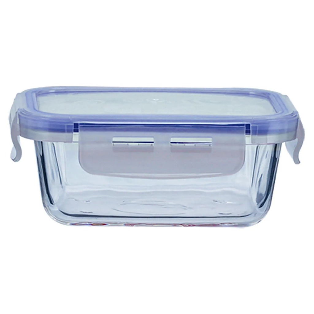 Pote Hermético De Vidro 740ml 4 Travas Marmita Refratário Antivazamento Fitness Reutilizável Quadrado Tigela Armazenar