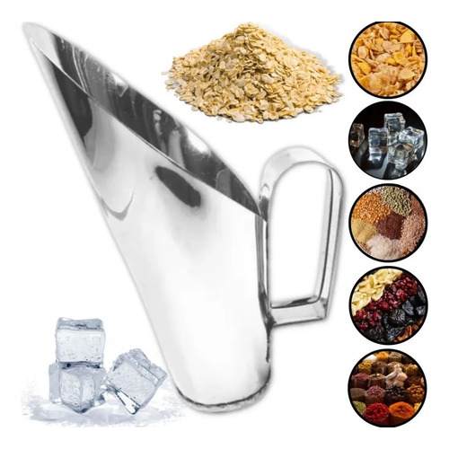 Concha Medidor Para Cereais Grão Ração 2kg 2000g Prata Inox
