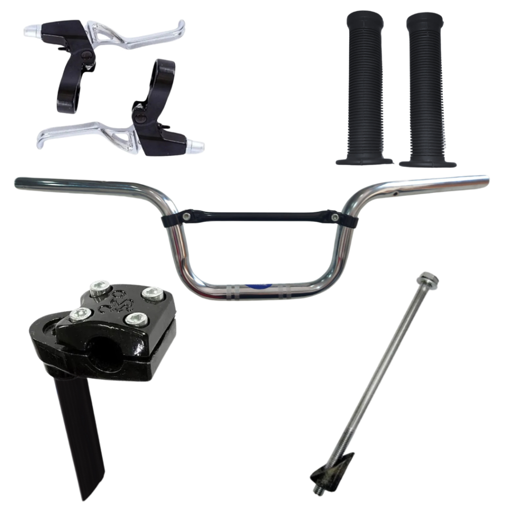 Kit Guidão 160 Com Barrinha Mesa Lbk Suporte Agulha Expander Manete e Manopla bicicleta aro 20 aro 24 aro 26