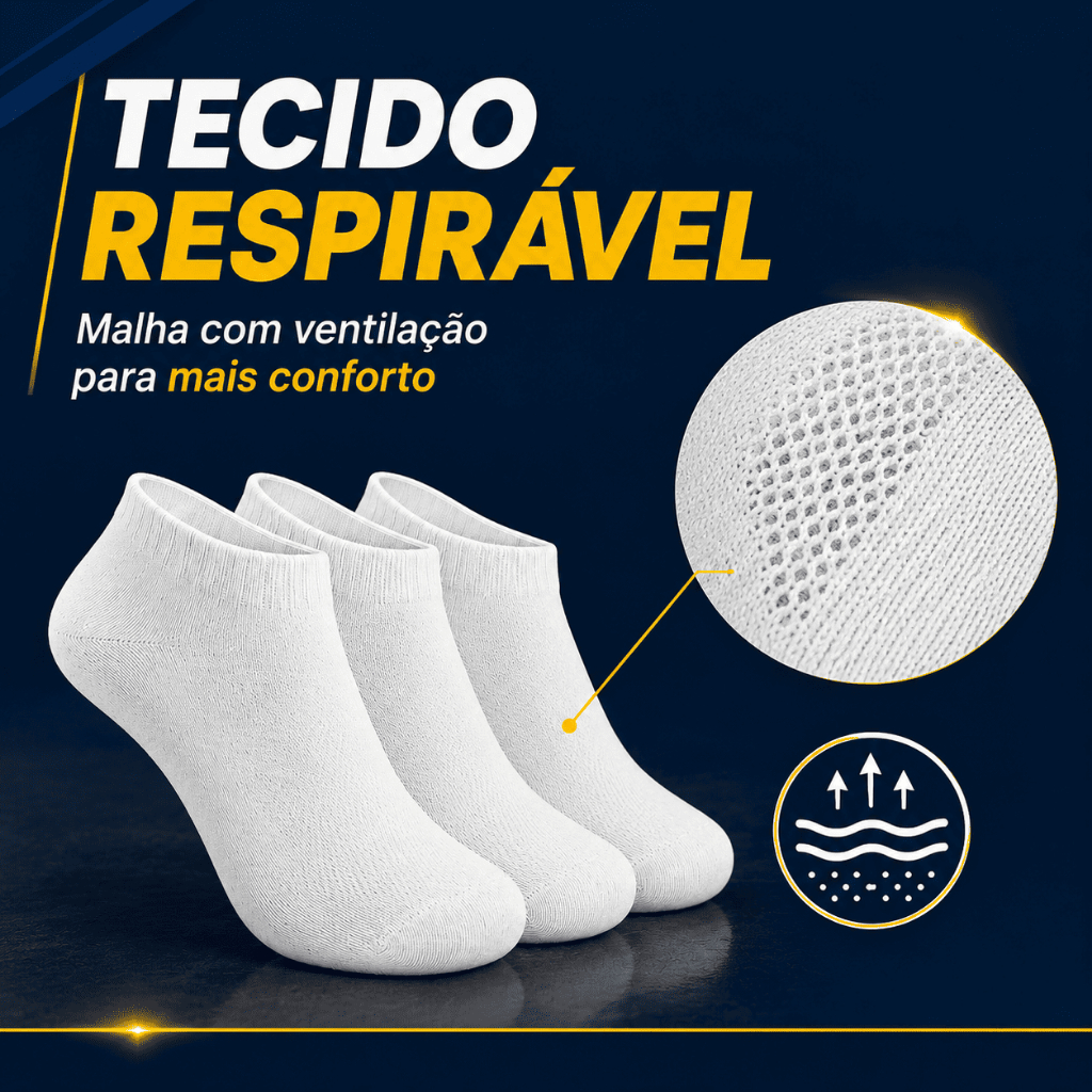 Detalhes do Kit 6 Pares Meia Soquete Invisivel Altomax Cano Baixo Unissex Branca Preta Respiravel Confortavel