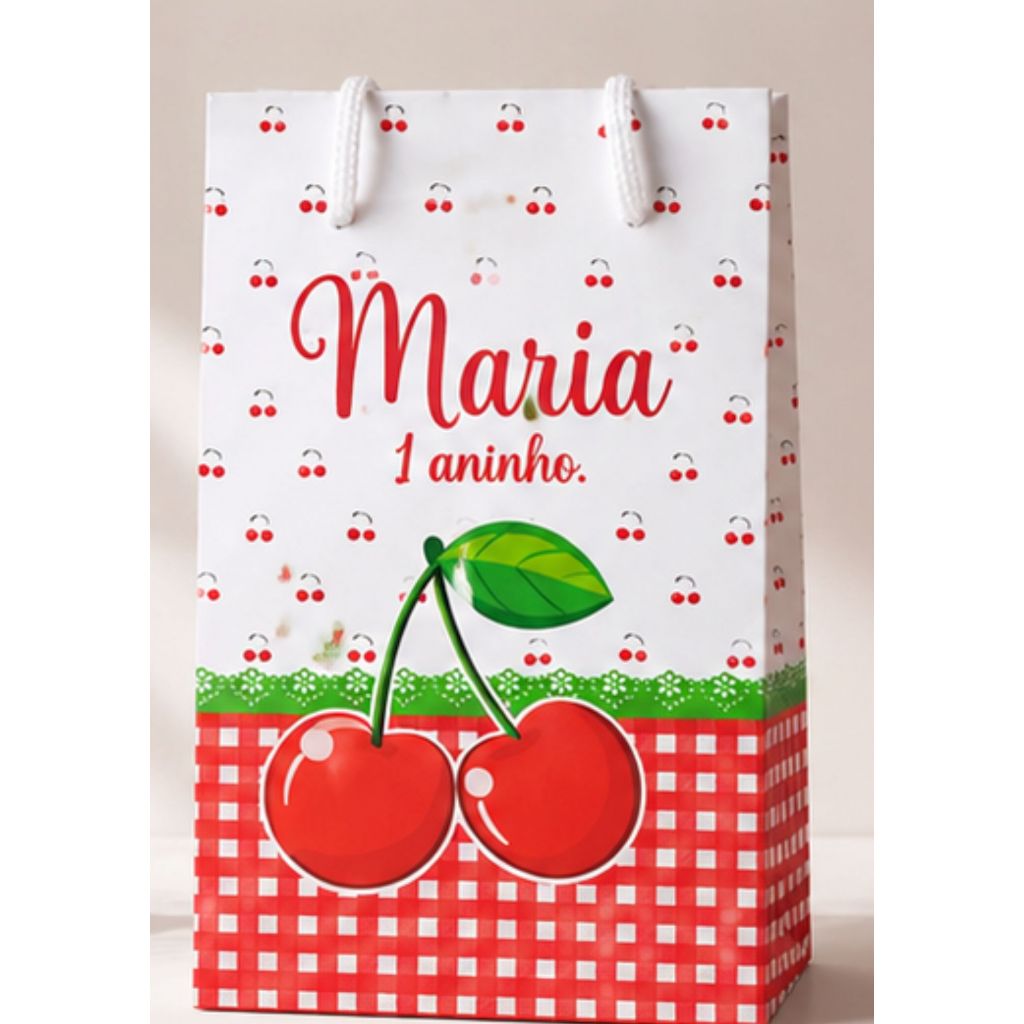 Sacolinha Personalizados Cereja Cerejinha (PEGUE E MONTE) / Lembrancinha Festa Aniversário Infantil