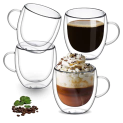 Copo Xícara Parede Dupla de Vidro 250 ml Copo de Café Chá Suco Copo Duplo Isolante Térmico