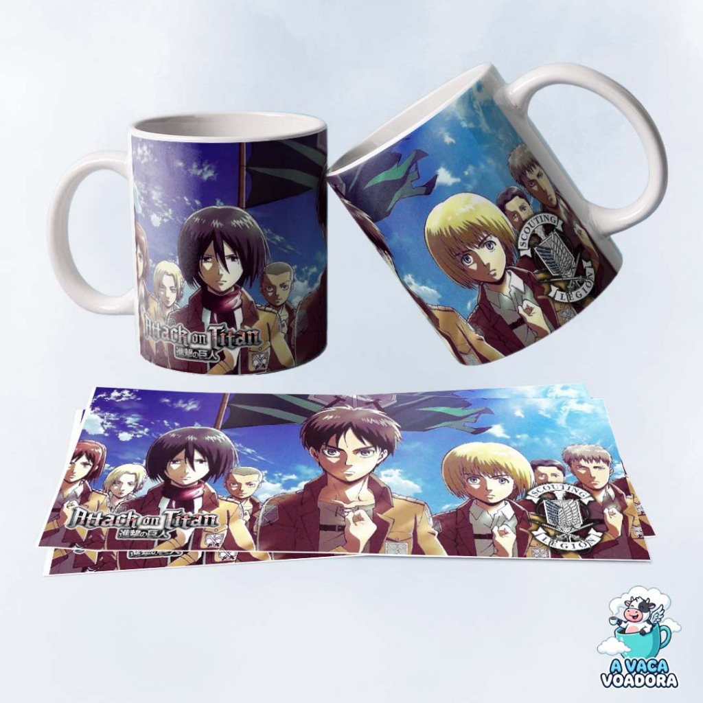 Caneca Attack on Titan Anime Shingeki No Kyojin Eren Levi Mikasa Geek Presente Canecas Criativas