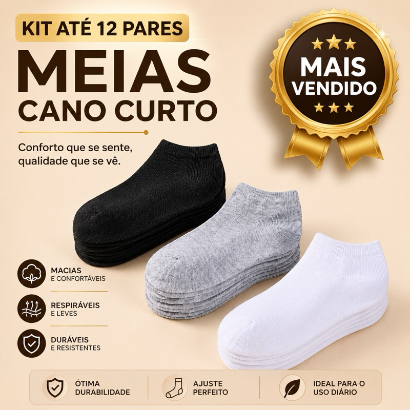 Kit De 3 Até 12 Pares De Meias INFANTIL Algodão