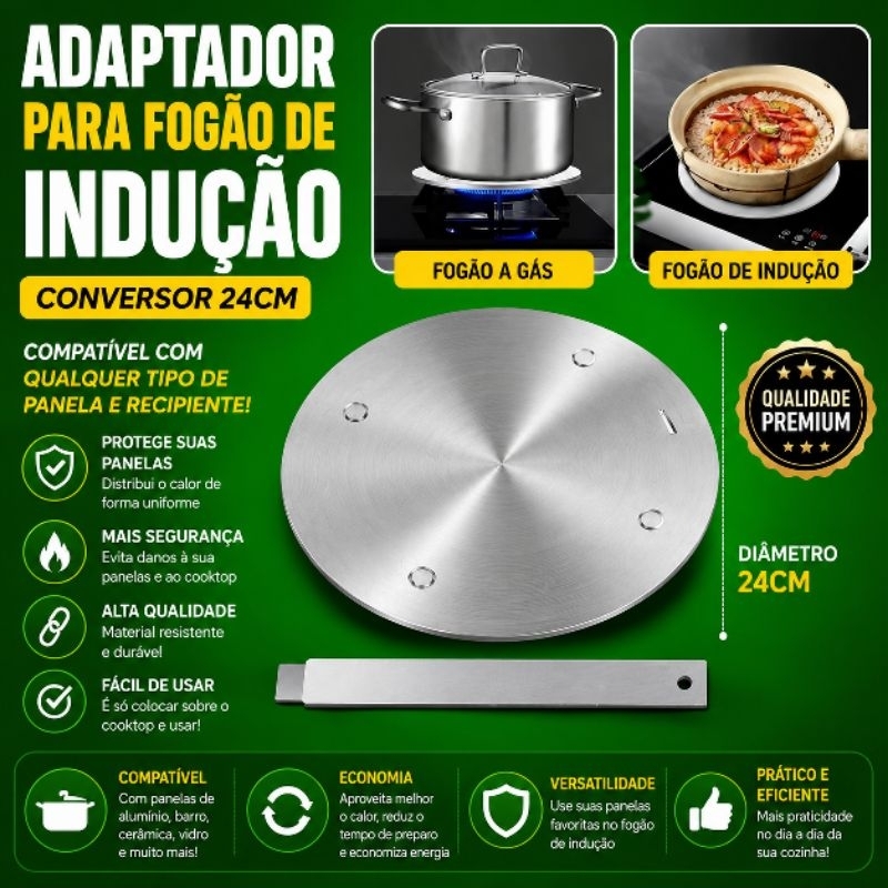 Adaptador Conversor 24cm Fogão De Indução Qualquer Tipo De Panela e Fogão Chapa Difusor Nakasaki