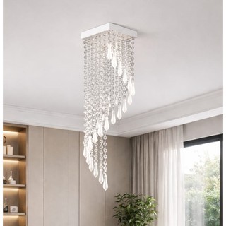 Lustre Cristal de Acrílico Sala de Jantar 60 cm de Altura Quarto Sala de Estar Cor Branco