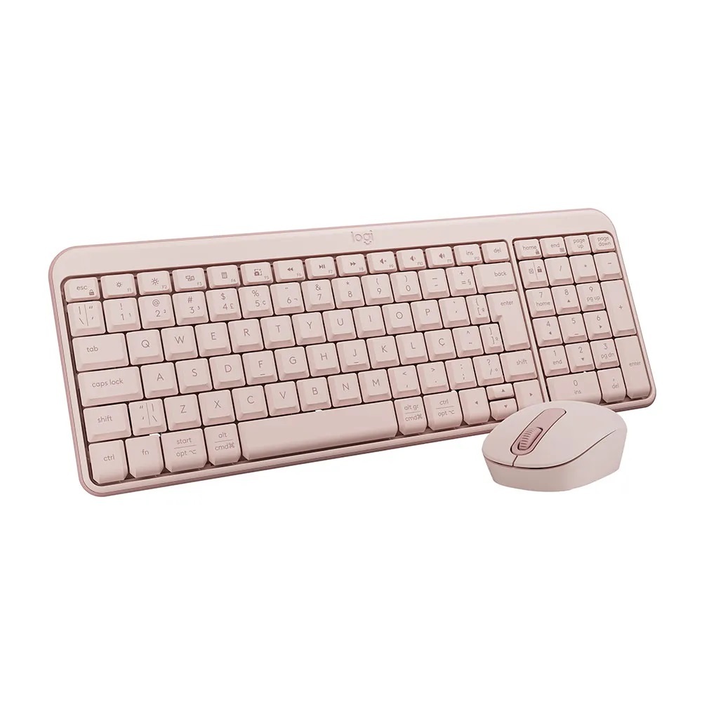 Logitech Teclado e mouse sem fio MK250 Rosa Bluetooth Silencioso Padrão ABNT II com ç