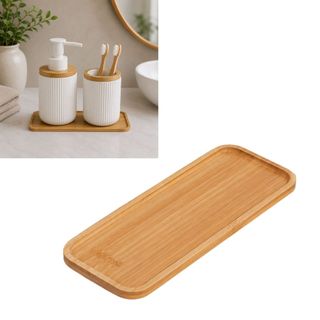 Bandeja Bambu Natural Premium 20x10cm Multiuso Lavabo Banheiro Bancada Aparador