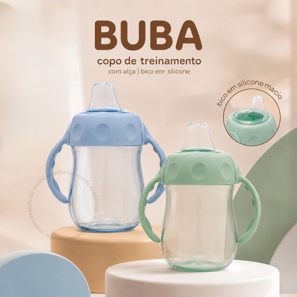 Copo de Treinamento Buba com Alça Bico de Silicone Infantil Bebê 160ml