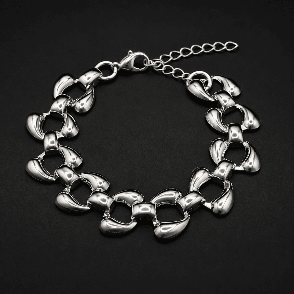 Pulseira Feminina Prata Estilo Europeu Aço Inox Corrente Grossa Luxo