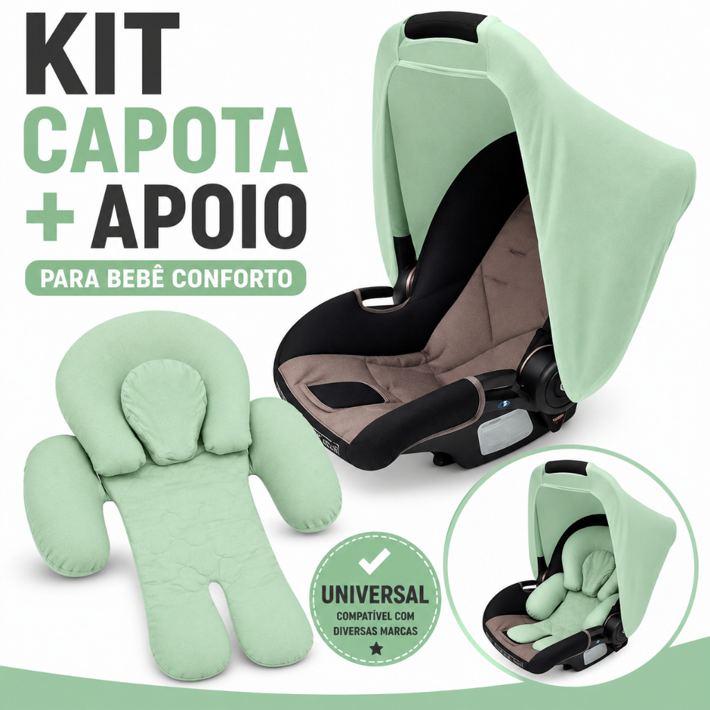 Kit Passeio - Apoio Redutor e Capota Protetora Solar para Bebê Conforto