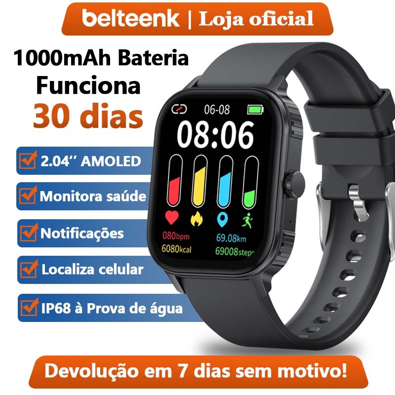 Smartwatch Belteenk JU105 Relógio femenino inteligente 2.04''HD 1000mAh Bateria 30 dias IP68 à Prova d'Água