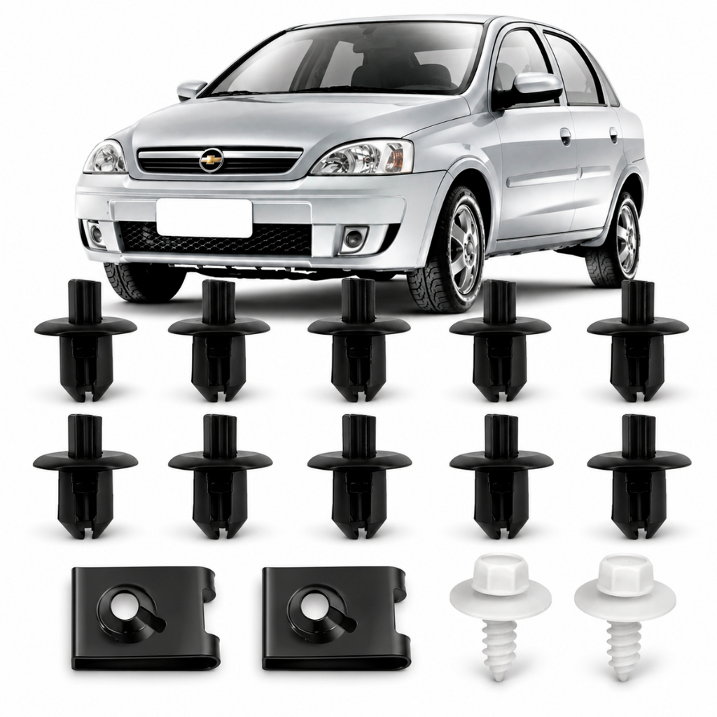 Kit Grampos Fixação Parabarro Corsa 1994 a 2016 Trava Lameiro
