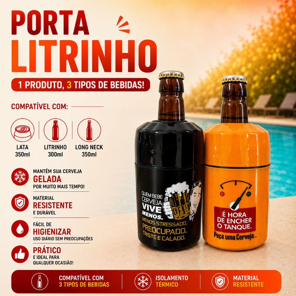 Kit 2 Porta Lata 350ml Suporte Cerveja Litrinho 300ml Camisinha Térmica