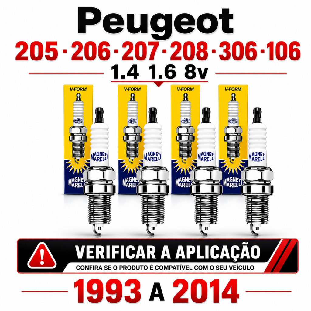 Imagem Jogo Vela Ignição Peugeot 205 206 207 208 306 106 Passion Sw Hoggar 1.4 1.6 8v 16v