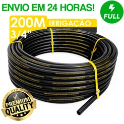 Mangueira Irrigação Gotejamento 3/4" Plástica Rolo 200 Metros SEM FUROS Reforçada Selo Amarelo