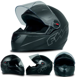 Capacete Fw3 Fechado Gt Classic Preto Fosco Pintado Com Viseira Cristal Diversos Tamanhos 56 58 60 Inmetro- Fw3