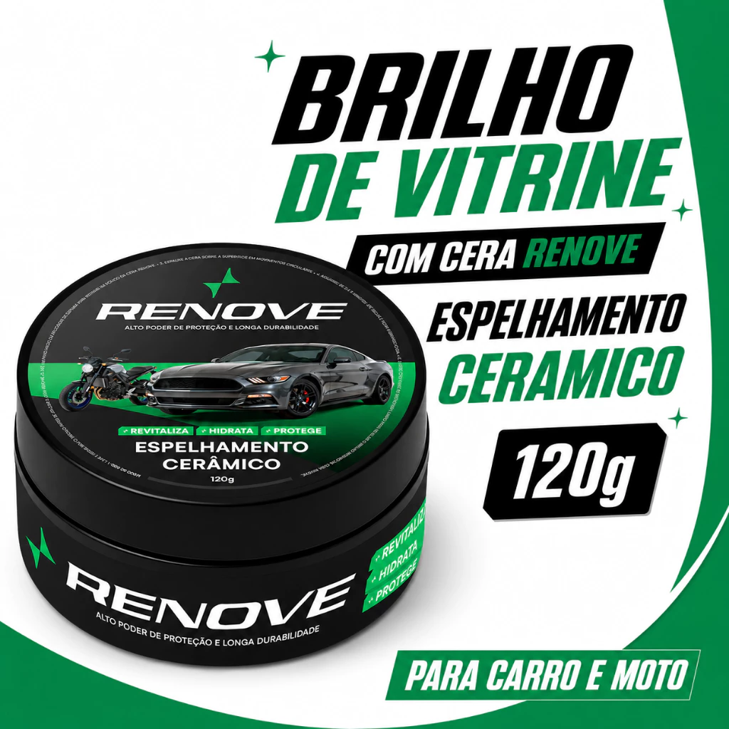 Cera Carnaúba Automotiva Renove 120g - Brilho Profundo, Toque Liso e Repelência à Água — imagem 1