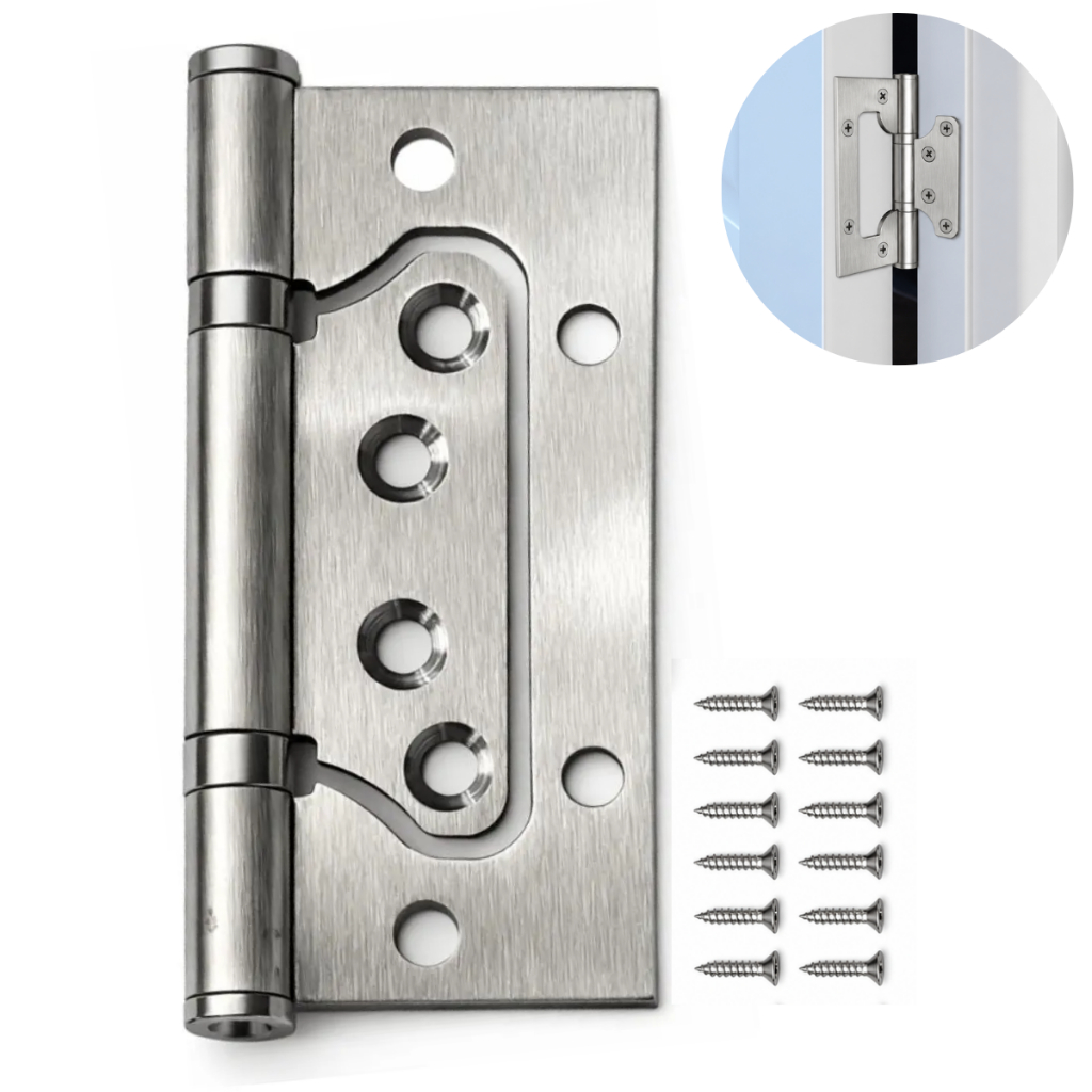 Kit 60 Peças Dobradiças Porta Sobrepor Aço Inox 4x3 Escovado