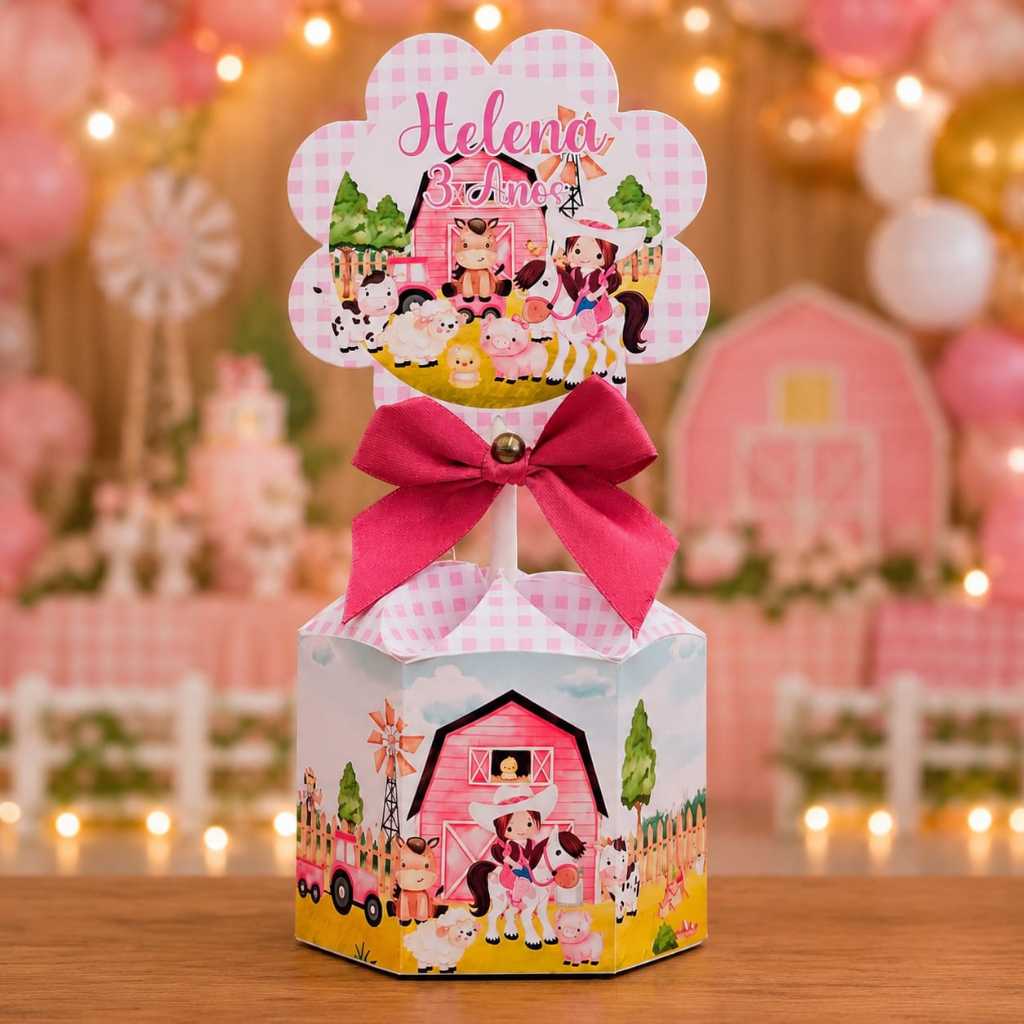 kit 10-20 Centro de Mesa Fazendinha Boiadeira Personalizado, Chá, Aniversário, Festa, Lembrancinha