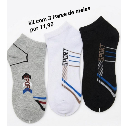 Kit 3 Pares De Meias Algodão