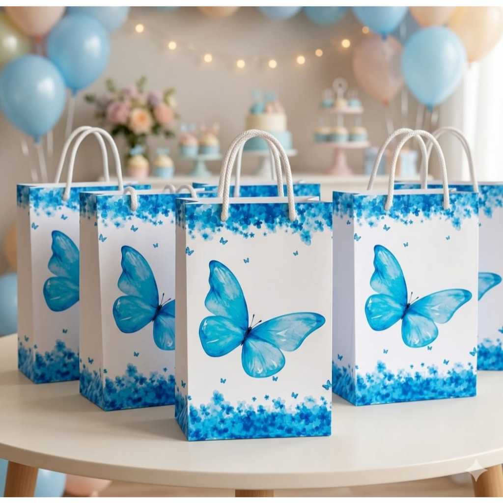 Envio rapido - Sacolinhas Personalizadas Fazemos todos os temas Jardim borboleta Azul - Lembrancinha P| Pegue monte
