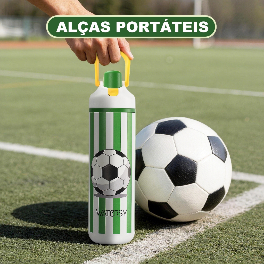 WATERSY Garrafa Esportiva com Alça Transportável Modelo Futebol Bebida Para Criança e Atleta · foto 2