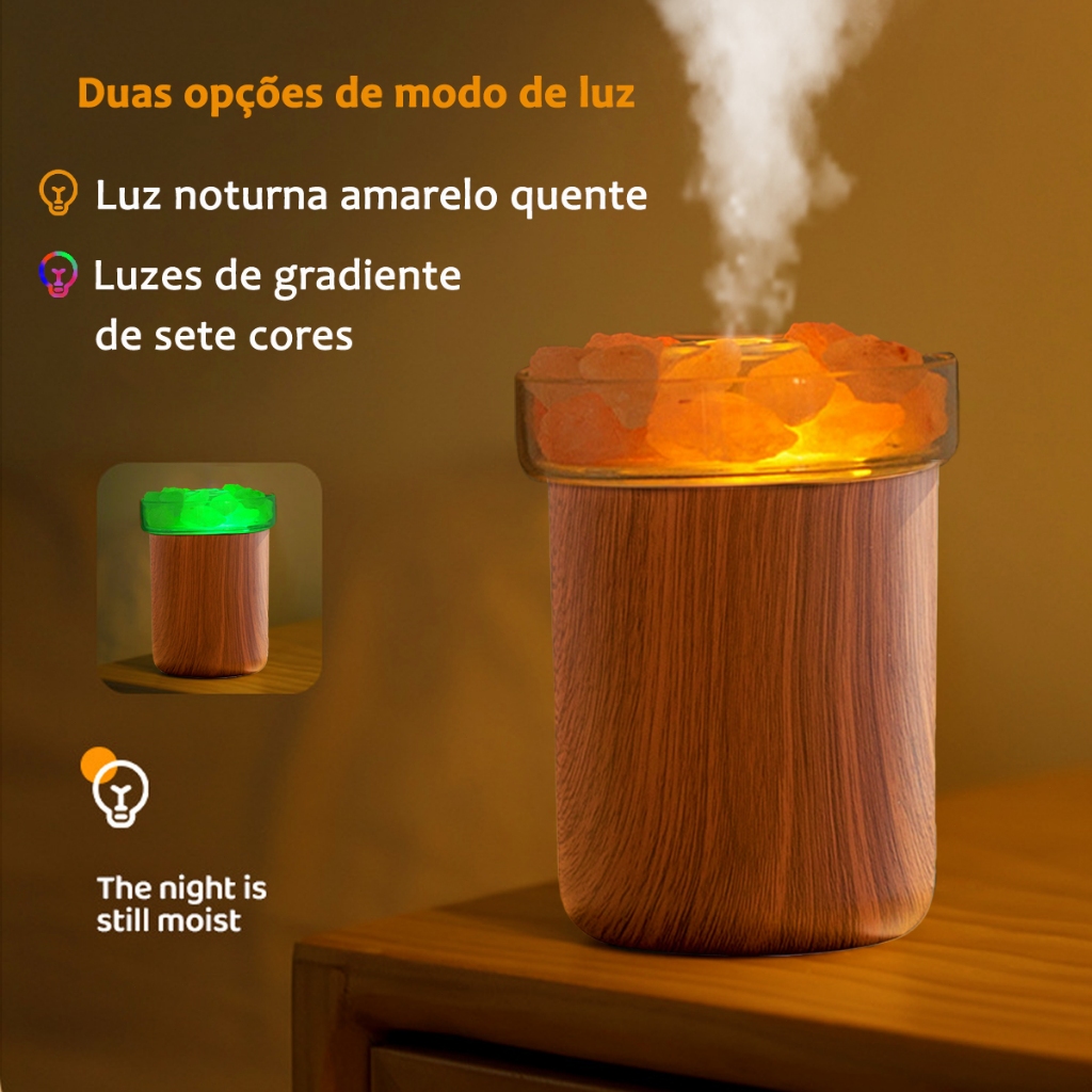Difusor Elétrico Aromatizador Purificador Umidificador Ar Portátil Silencioso Led 7 Cores Usb