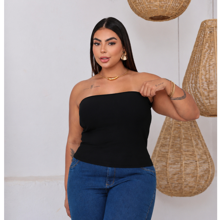 TOP FAIXA PLUS SIZE BASICA TOMARA QUE CAIA