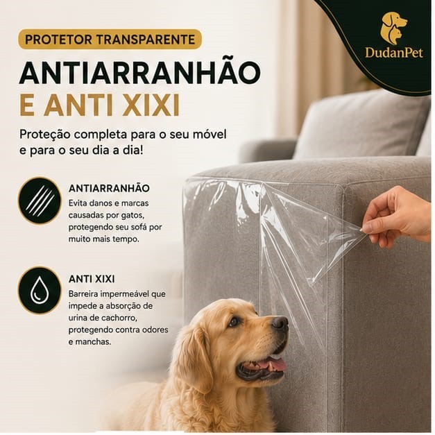 Protetor Anti Xixi e Anti Arranhão Sofá Móveis Adesivo Cachorro Gato Transparente 30X300cm + BRINDE