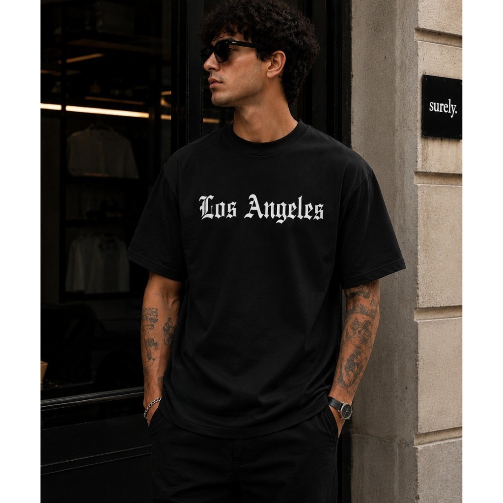 Camiseta Oversized Los Angeles Streetwear Masculina Unissex Algodão Premium