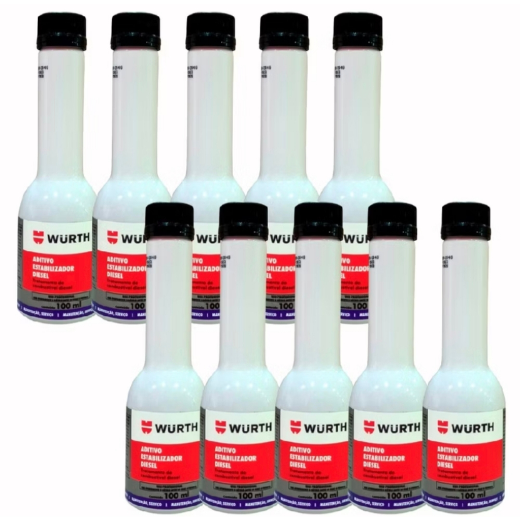 Kit 10 Aditivos Estabilizador de Diesel Wurth 100ml