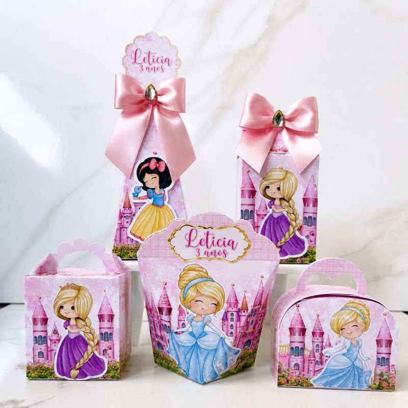 Kit Caixas Princesas Cute Baby Lembrancinhas Personalizadas para Festa Aniversário Princesas