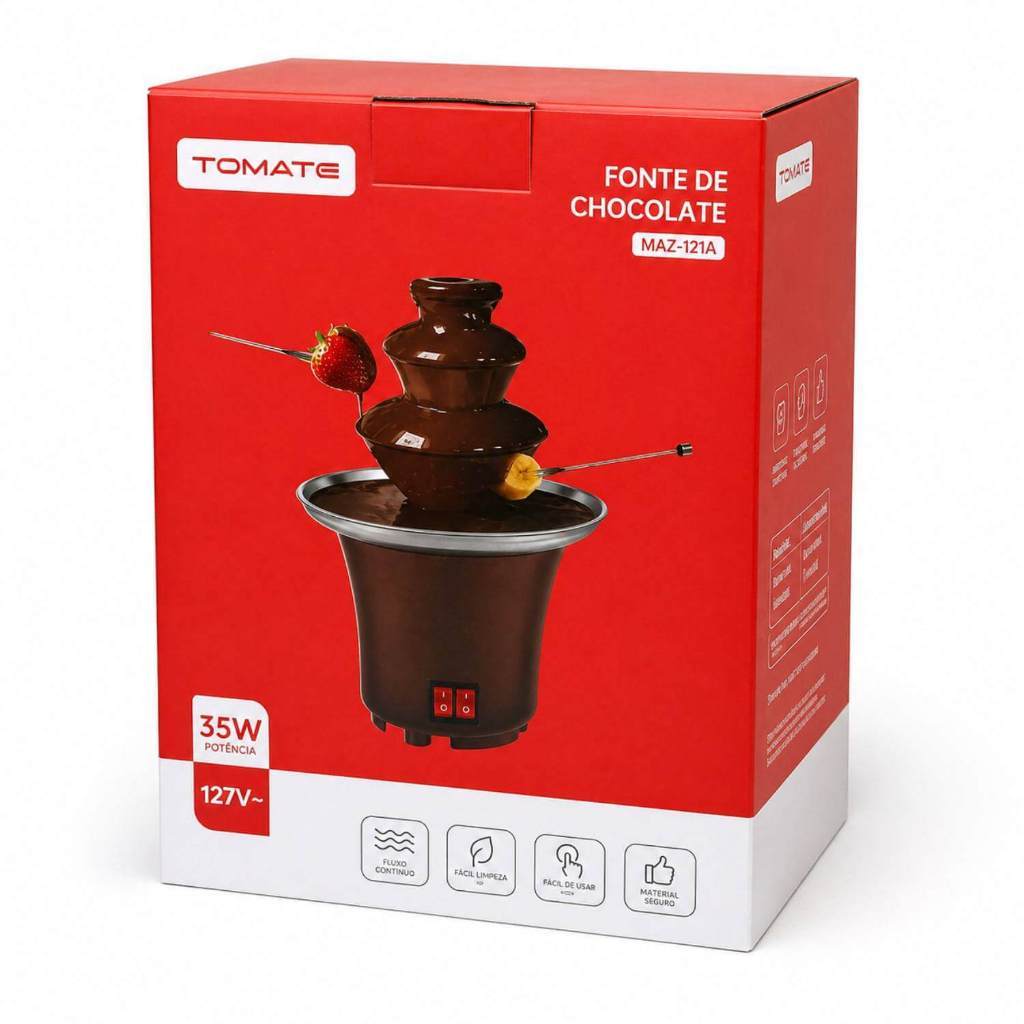 Fonte de Chocolate Elétrica Tomate Cascata Portátil Para Frutas Doces e Fondue