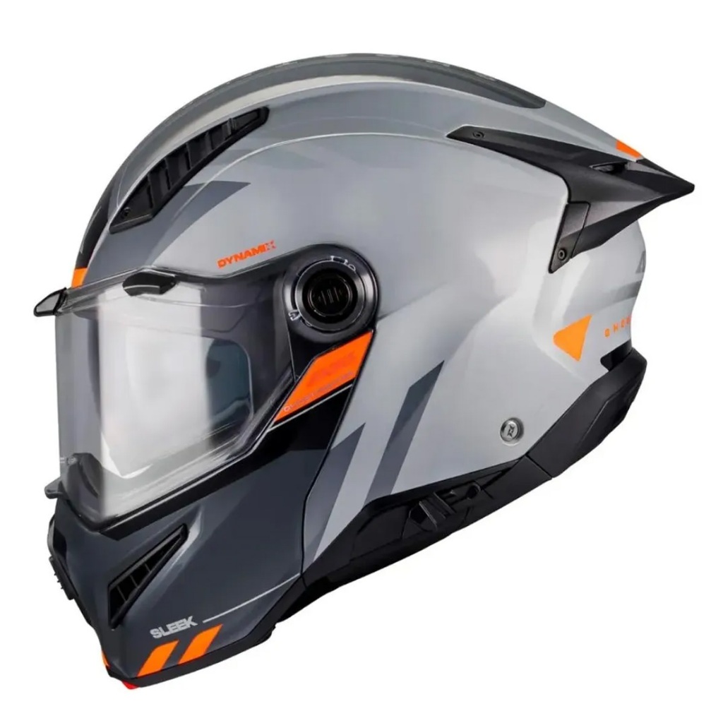 Capacete Escamoteavel Axxis Ghostfighter Sv C12 Cinza Laranja Premium Robocop Novo