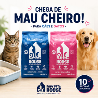 Pó Higiênico para Gatos e Cachorro Easy Pet & House 1kg Elimina Odores 10 Aromas Biodegra…