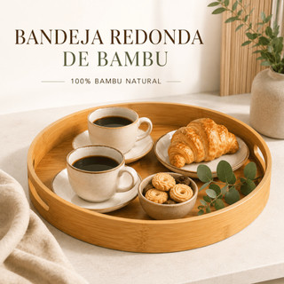 Bandeja Redonda De Bambu Multiuso Estilo Japonês Para Xícara De Chá Frutas Sobremesas
