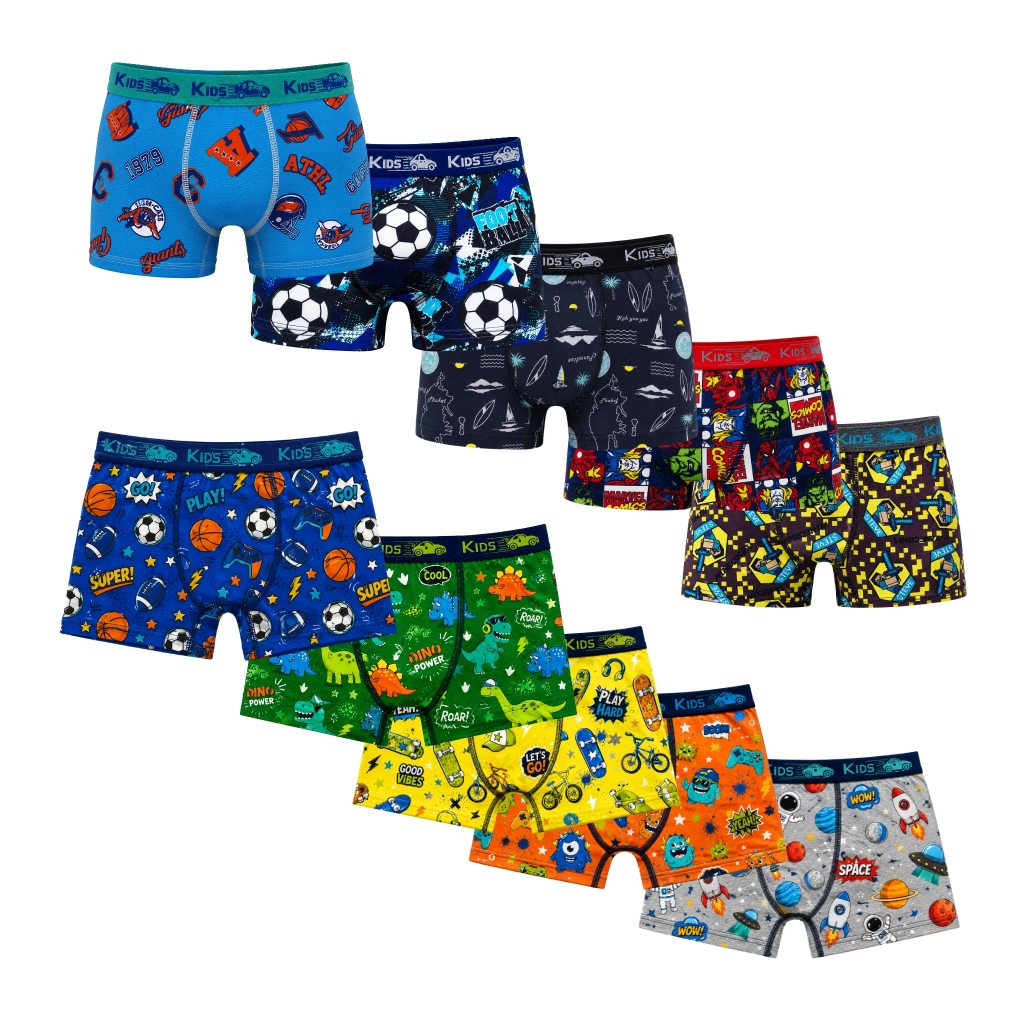 Kit 5/10 Cuecas Boxer Infantil Microfibra Cueca Menino Estampada Conforto