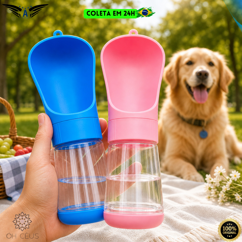 Garrafa De Água Portátil Pets Bebedouro Para Cachorro 330ml Passeios E Viagens Antivazamento