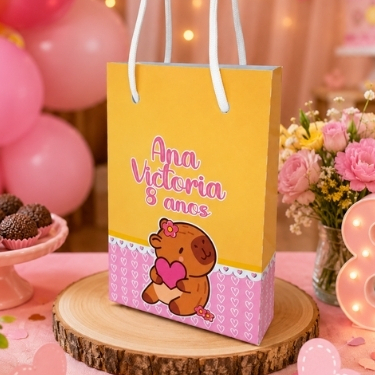 Sacolinha Personalizada Capivara  mimos festas lembrancinhas personalizados Bolsinhas