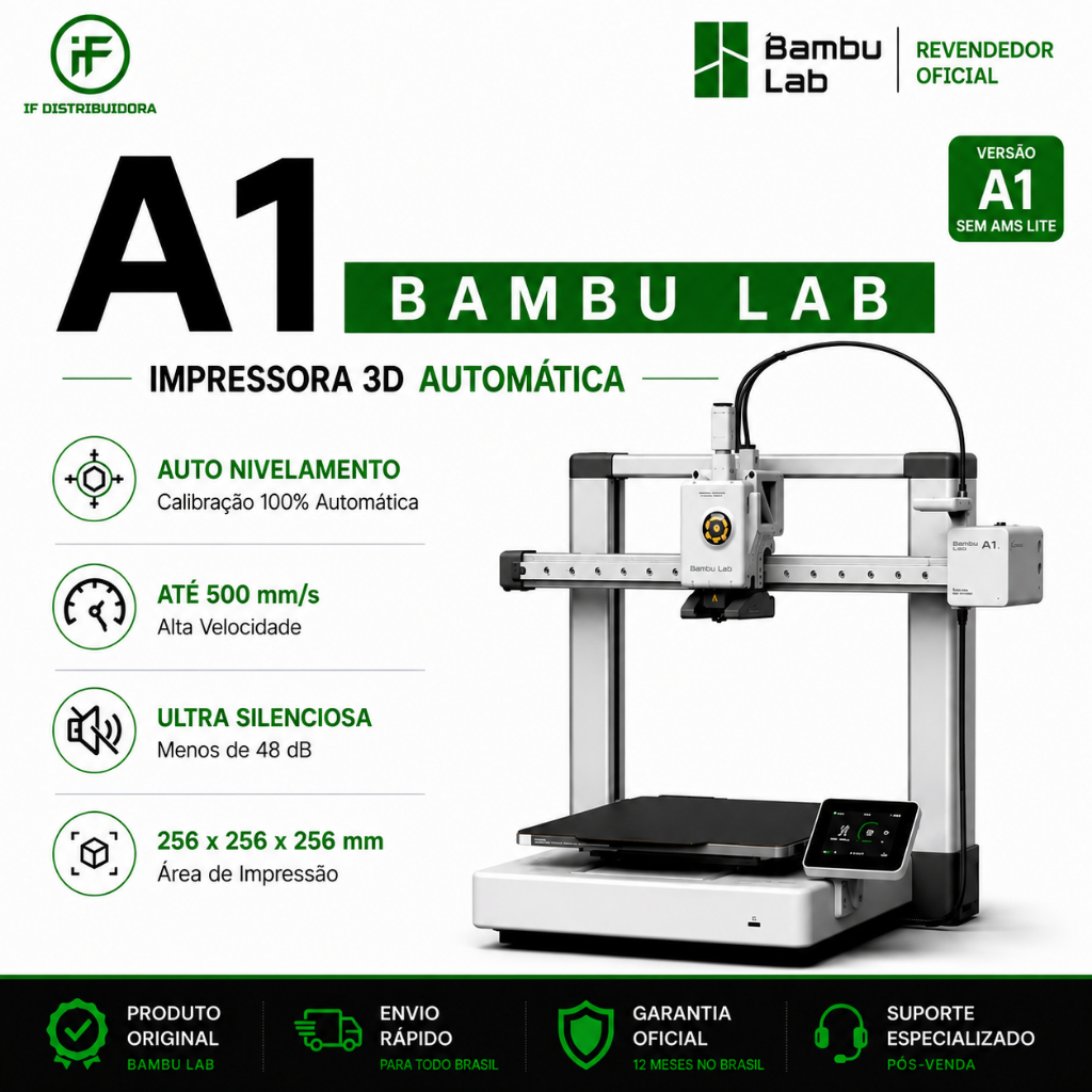 Impressora 3D Bambu Lab A1 Original Auto Nivelamento Wi-Fi Alta Velocidade