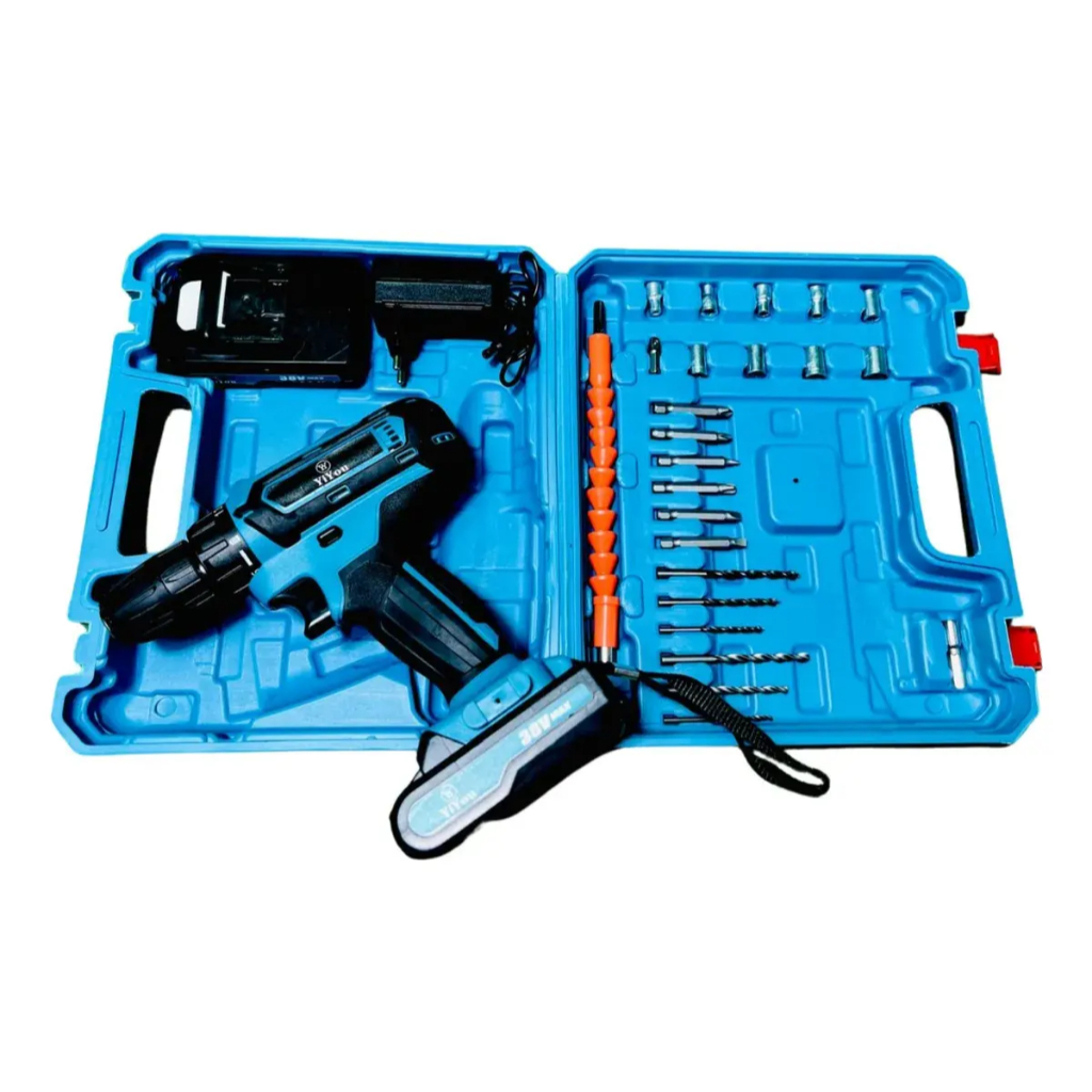 Parafusadeira Furadeira Profissional duas Baterias 38v - Bateria recarregável completa com maleta