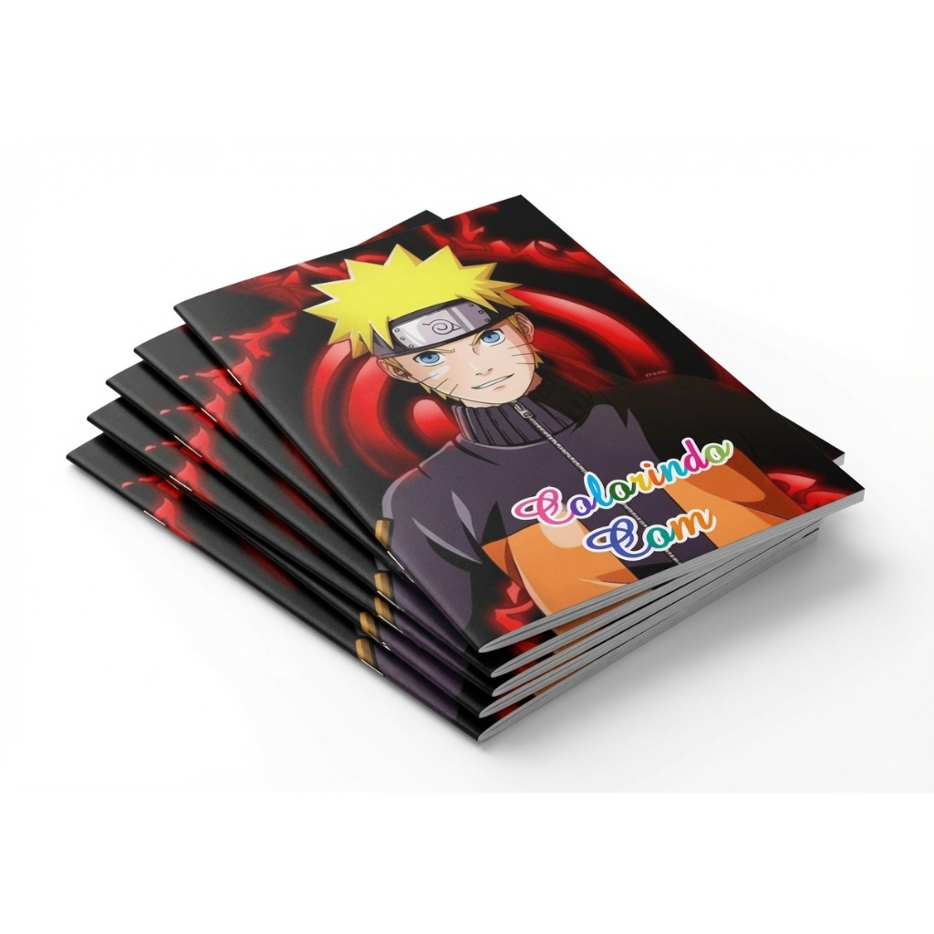 Kit 10-50 Un Livrinho de Colorir Naruto Personalizado com nome | Lembrancinha Aniversário Infantil