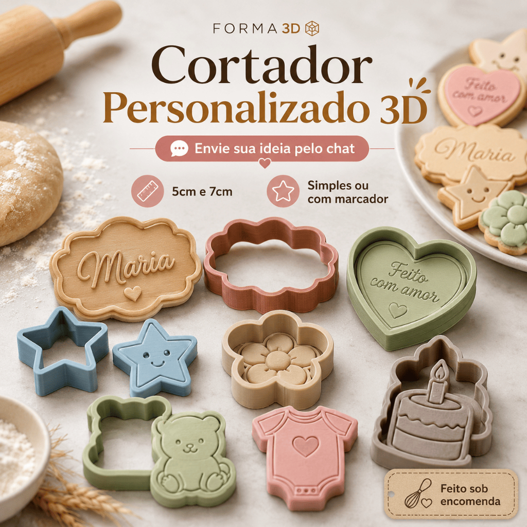Cortador e Marcador Personalizado 3D Biscoito Pasta Americana Biscuit 5cm 7cm